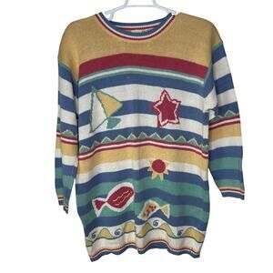 Vintage Two Twenty Women 3XL Sweater‎ Tunic Knit Beach Ocean Summer Lake Boat